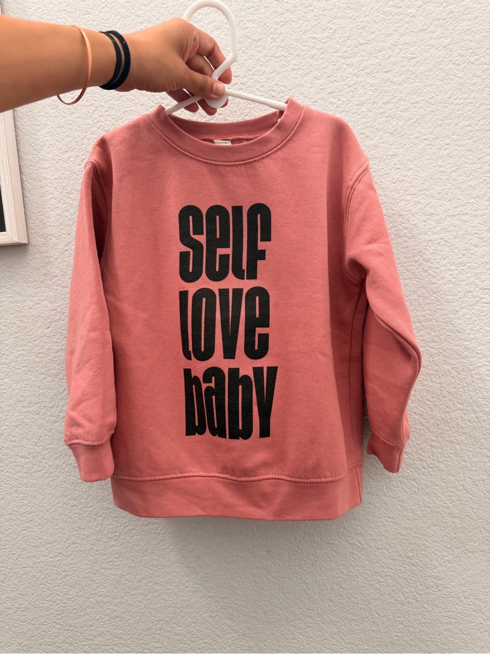 Kids Pink 'Self Love Baby' Crewneck Sweatshirt